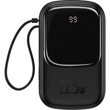 Baseus Qpow Pro Dijital Göstergeli 10000MAH 22.5W Hızlı Şarj Powerbank Type-C Kablolu PPQD020101