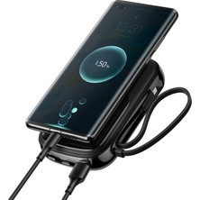 Baseus Qpow Pro Dijital Göstergeli 10000MAH 22.5W Hızlı Şarj Powerbank Type-C Kablolu PPQD020101