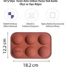 Heydiye Yarım Küre Silikon Pasta / Kek Kalıbı Küçük Boy (6 Hazne, 5.2cm Çap, 2.7cm Derinlik)