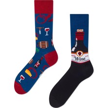 Carnaval Socks Sağlı Sollu Vine Şarap Desenli Renkli Çorap