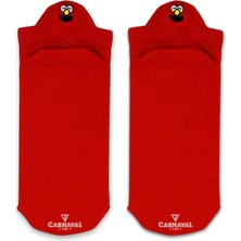 Carnaval Socks Nakışlı Kırmızı Emoji Desenli Renkli Çorap