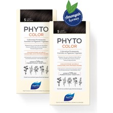 Phyto Phytocolor 5 Açık Kestane Amonyaksız Kalıcı Bitkisel Saç Boyası Ikili  Set