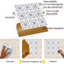 Tink Kendinden Yapışkanlı Mutfak Banyo Kaplama Geometrik 043 Desenli Pvc Karo 30x30 cm 11 Adet 1m2