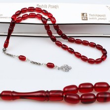 Tesbih Pasajı Kapsül Model Açık Kırmızı Renkte Ateş Kehribar Tesbih (8