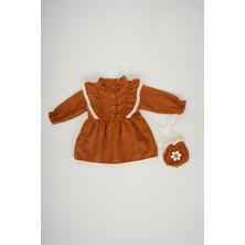 Miniko Kids Kız Bebek Uzun Kol Papatya Desenli Çantalı Elbise