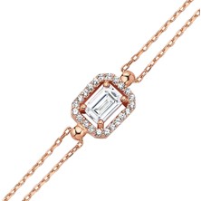 Altın Sepeti Rose Gümüş Baget Taşlı Bileklik