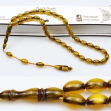 Tesbih Pasajı Eskitme Model Beyzi Kesim Sıkma Kehribar Tesbih (9 x 13 Mm)