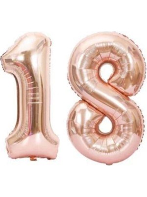 Parti Furyası Rakam Folyo Balon 18 On Sekiz Yaş Rose Gold