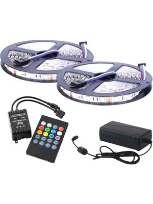 Asled Rgb Sese ve Müziğe Duyarlı Set 5-10 Metre Tak Çalıştır 3 Çip 5050