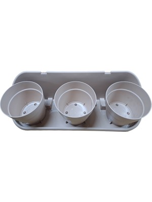 Poliwork Manolya 13 Triple Balkon Saksısı Krem