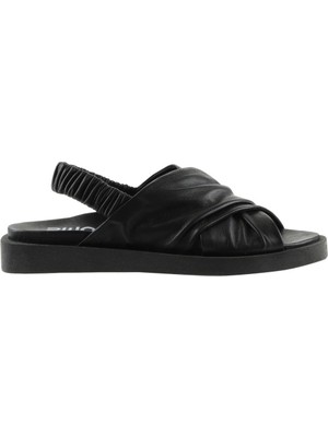 Bueno Shoes Siyah Deri Kadın Düz Sandalet