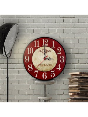 BK Kişiye Özel Old Town Tasarımlı Vintage Ahşap Duvar Saati (30 Cm.) - 6