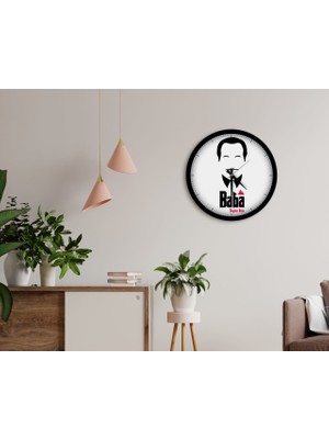 BK Kişiye Özel Godfather Baba Tasarımlı 45CM Ahşap Duvar Saati-8