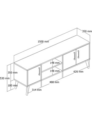 Mezza 1580 Exxen 150 cm Ahşap Ayaklı Tv Ünitesi