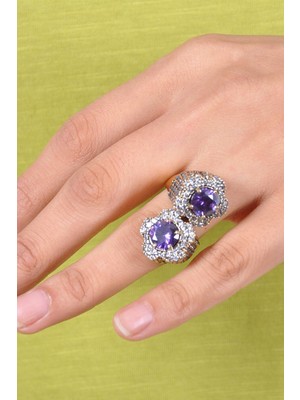 Doğan Silver Doğan Silverkadın Ametist Taşlı Otantik Gümüş Yüzük DGN20988