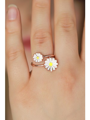 Doğan Silver Doğan Silvergümüş Rose Çift Papatya Modeli Bayan Yüzük DGN21198