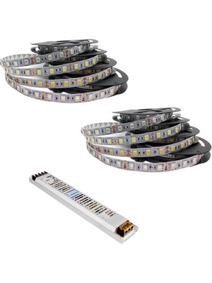 As Şerit LED 10 Metre Tüm Renkler +10 Amper Ultra Slim Trafo Iç Mekan Double Pcb