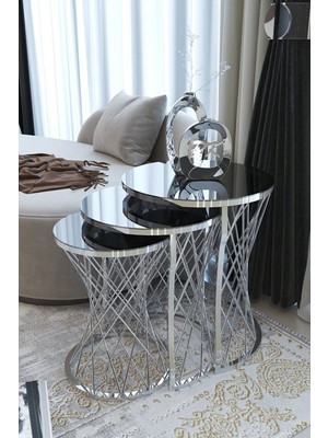 Usta Mekan Hasır Telli Zigon Sehpa Gümüş - Füme