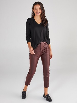 Faik Sönmez V Yaka Uzun Kol Kadın T-Shirt