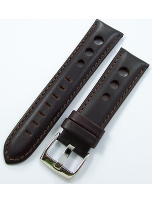 Ezgi Elektronik Bizon Koyu Kahverengi Deri Saat Kordonu 24MM Delikli Saat Kayışı