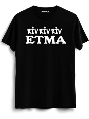 Hakuof Erkek Kısa Kol Siyah Riv Riv Etma Tişört Grafik Desenli Esnek Kumaş XL
