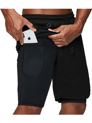 Mooly Unisex Koşu ve Antrenman Sporcu Şortu - Xxl Beden Siyah