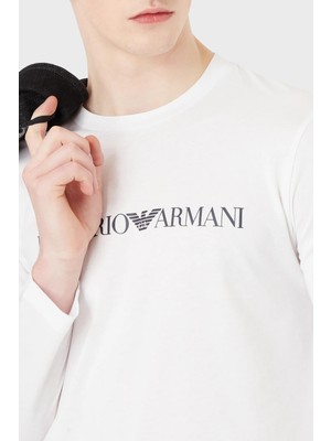 Emporio Armani Logolu Slim Fit Bisiklet Yaka Uzun Kollu Pamuklu T Shirt Erkek T Shirt 8N1TN8 1jpzz 0146