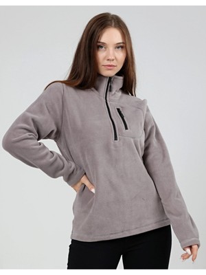 Genıus Store Kadın Polar Yarım Fermuarlı Outdoor Cepli Polar