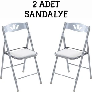 Katlanır Mutfak Sandalyesi Kırma Koltuk Beyaz 2 Adet 1054