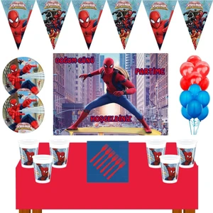 Parti Furyası Örümcek Adam Doğum Günü Konsepti 24 Kişilik 50X70 cm Afişli Spiderman Doğum Günü Seti
