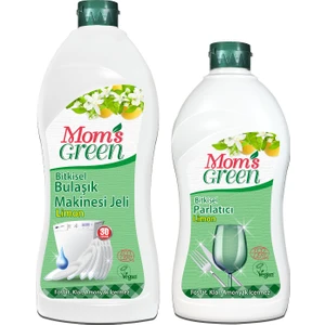 Mom's Green 2'li Set Bitkisel Bulaşık Makinesi Jel Temizleyici 750 ml ve Bitkisel Bulaşık Parlatıcı 500 ml