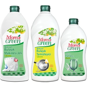 Mom's Green 3'lü Set Bitkisel Bulaşık Makinesi Jeli 750 ml  + Elde Bulaşık Temizleyici Limon 750 ml + Bulaşık Parlatıcı 500 ml