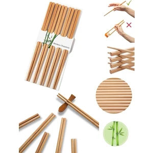 Neler Geldi Neler 10 Çift - 20 Adet Yıkanabilir Organik Bambu Çin Yemek Çubuğu Chopsticks Çin Çubuk - Çin Çubukları