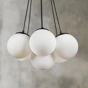 Malta 7 .li Avize Siyah Beyaz Cam