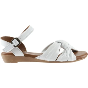 Bueno Shoes Beyaz Deri Kadın Düz Sandalet