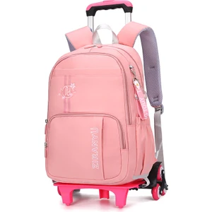 Altı Tekerlekli Çekçekli Merdiven Çıkabilir Sırt Çantası - Pembe (Yurt Dışından)