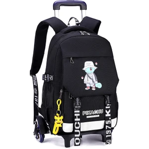 Love Home Büyük Kapasiteli Merdiven Çıkabilen Tekerlekli Çekçekli Sırt Çantası - Siyah (Yurt Dışından)