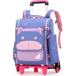 Love Home Lovehome Çocuklar Için Büyük Kapasitelii Tekerlekli Sırt Çantası -  Mavi/pembe  (Yurt Dışından)