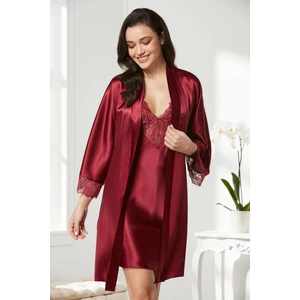 Pierre Cardin  Saten Dantelli Gecelik & Sabahlık Takım  - 4280
