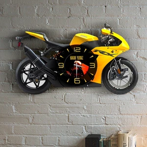 Kişiye Özel Motosiklet Tasarımlı Ahşap Duvar Saati - 1
