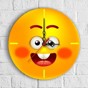 Kişiye Özel Emoji Tasarımlı Ahşap Duvar Saati (30 Cm.) - 14