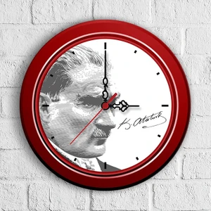 Kişiye Özel Atatürk Tasarımlı Ahşap Duvar Saati (30 Cm.) - 3