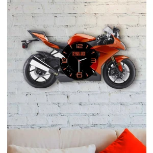 Kişiye Özel Motosiklet Tasarımlı Ahşap Duvar Saati-7