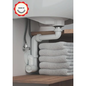 Yer Kazandıran Lavabo Sifonu 137 - Lavabo Dolabında ve Çekmecesinde, Lavabo Altında Duvara Bitişik Montajlı Koku Önleyici S Sistemi, Kolay Temizlenir Giderli, Ayarlanabilir Borulu