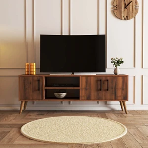 1582 Exxen 150 cm Ahşap Ayaklı Tv Ünitesi Hat Rengi
