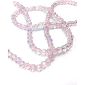 4 mm Basık Kristal Cam Boncuk Janjanlı Pudra Pembe Renk
