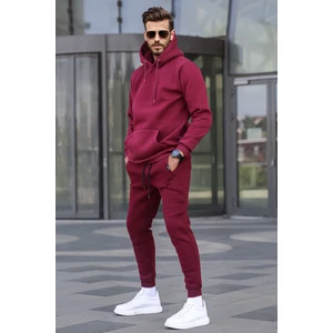 Bordo Kapşonlu Basic Eşofman Takımı 5905