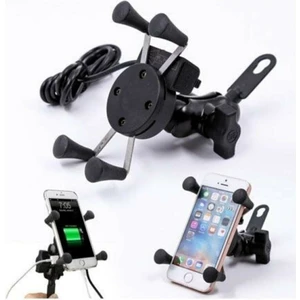 USB Şarjlı Ayna Bağlantılı Motosiklet Telefon Tutucu Motor Tutacağı