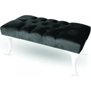 Puffy Home Icon Puff Kapitoneli Kapı Önü Siyah Ayakucu Mutfak Salon Masa Makyaj Koltuğu Siyah Puff Bench
