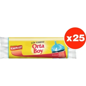 Güçlü Orta Boy 15'li Çöp Torbası x 25 Paket (55 x 60 cm)